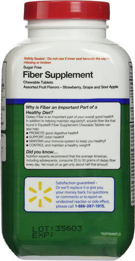 Equate - Fiber Supplement, 90 Chewable Tablets (Compare To Fiber Choice)