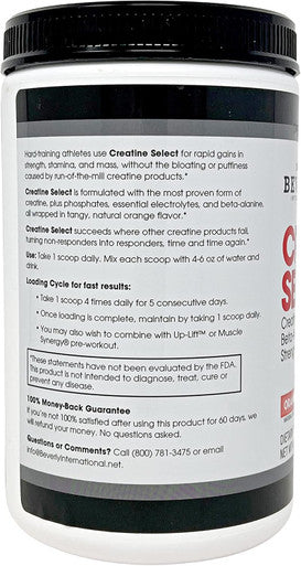 Beverly International Creatine Select With Phosphates 40 Servings A Fail-Proof Creatine Monohydrate Formula. Boost Muscle Size Strength Endurance And Recovery. For Men And Women. Tastes Like Tang