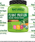 NATURELO Plant Protein Powder, Chocolate, 22g Protein - Non-GMO, Vegan, No Gluten, Dairy, or Soy - No Artificial Flavors, Synthetic Coloring, Preservatives, or Additives - 20 Servings