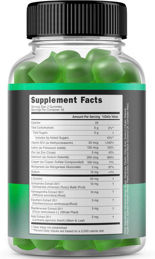 DORADO NUTRITION Thyroid Support For Women & Men (90 Gummies) Ashwaganda Iodine Bladderwrack Kelp & Schisandra - Thyroid Support Supplement - Delicious Flavor - Non-Gmo Vegan Gluten-- (90 Thyroid Gummies)