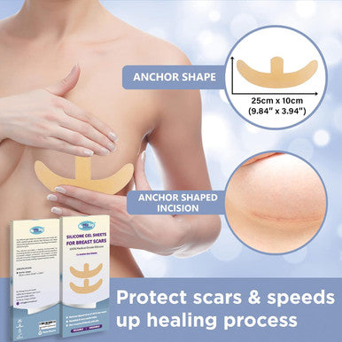 Breast Augmentation Post Surgery Supplies- Silicone Scar Sheets For Breast Surgical Scars-Breast Reduction Recovery Supplies After Surgery Needs- Comfortable Under Post Op Bra