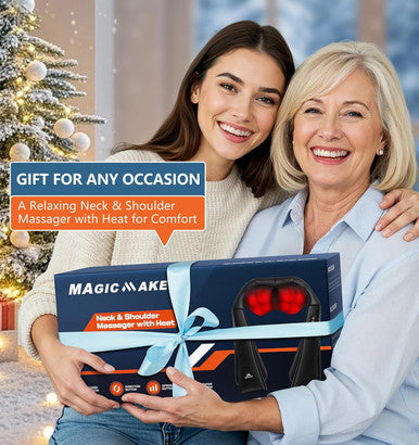 Magicmakers Neck Massager For Pain Relief Deep Tissue With Heat - Shiatsu Back And Shoulder Massage Mothers Day s For Mom Wife Women Her Dad Men Him Christmas Fathers Day Plug-In Use For Home Office Car