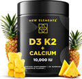 Elements Vitamin D3 K2 Gummies 10000 Iu With Calcium 100Mg - Vit D3 For Adults - Mk7 Vitamin K2 100Mcg - Vitamin D Supplement For Men & Women - Vegan Gluten Non-Gmo