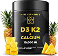 Vitamin D3 K2 Gummies 10000 IU with Calcium 100mg VIT D3 for Adults Mk7 Vitamin K2 100mcg Vitamin D Supplement for Men and Women Vegan Gluten NonGMO