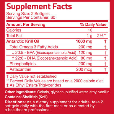 Bronson Antarctic Krill Oil 1000 mg with Omega-3s EPA DHA Astaxanthin and Phospholipids 120 Softgels