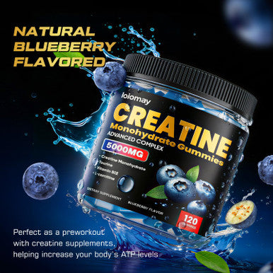 Loiomay Creatine Gummies For Men & Women 5-In-1 Complex With Taurine L-Carnitine Vitamin B12 & B6 Support Muscle Recovery 5G Creatine Monohydrate Gummies Post & Pre Workout Supplements 120 Count