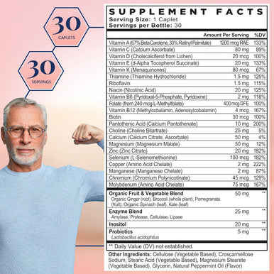 Best Nest Wellness Men's Daily Multivitamin - Men Vitamins for Overall Health Multimineral Supplement with Probiotics Methylfolate A C D E B12 Zinc & Whole Food Organic Blend Multi Vitamin 30Ct