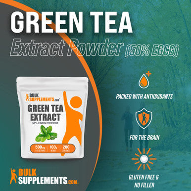 BulkSupplements Green Tea Extract Powder - with 50% EGCG - EGCG Supplements - Green Tea Supplement - 500mg of Green Tea Powder - Green Tea EGCG (100 Grams - 3.5 oz)
