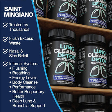 Saint Mingiano Lung Cleanse Detox, 60 Day Cleanse - Supports Lung Health Within Bronchial & Respiratory Systems - Quit & Stop Smoking Aids - Herbal Detox For Lungs