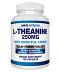 L-Theanine 250mg (Extra Strength) with Inositol 100mg, 120 Capsules Vegetarian, Arazo Nutrition