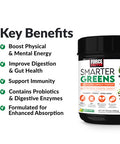 Force Factor Smarter Greens Superfoods + Energy Powder, Greens Powder with Plant-Based , Probiotics, and Digestive Enzymes, Superfood Powder to Boost Energy and Support Immunity, 30 Servings