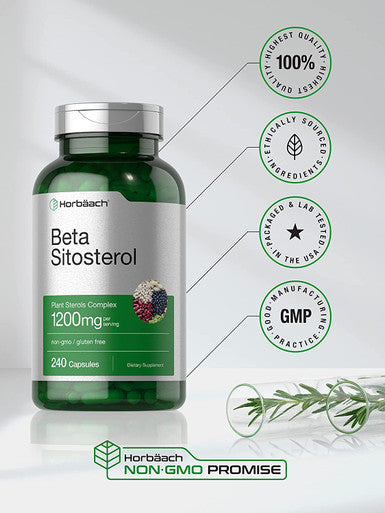 Beta Sitosterol 1200mg 240 Capsules Mega Strength Plant Sterols Complex Non-GMO Gluten Free Supplement by Horbaach