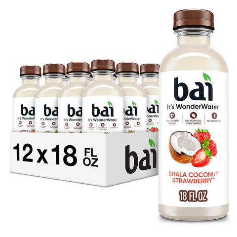 Bai Antioxidant Infused Water Beverage, Molokai Coconut, with Vitamin C and No Artificial Sweeteners, 18 Fluid Ounce Bottle, 12 Pack