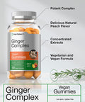 Ginger Supplement | 120 Gummies | Peach Flavor Chews | Ginger Complex with Turmeric | Vegan, Non-GMO, Gluten Free | by Horbaach
