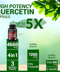 Quercetin Supplement 4660 mg Supports Cardiovascular Health Immune System and Antioxidant with Bromelain Black Pepper Extract 3 Months Supply