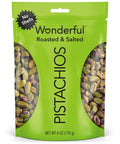 Wonderful Pistachios No Shells, Roasted & Salted Nuts, 12 Ounce Resealable Bag, Protein Snacks, Gluten Free, Healthy Snack