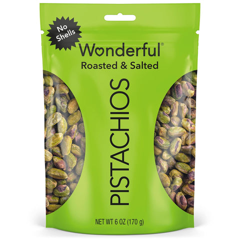 Wonderful Pistachios No Shells, Roasted & Salted Nuts, 12 Ounce Resealable Bag, Protein Snacks, Gluten Free, Healthy Snack