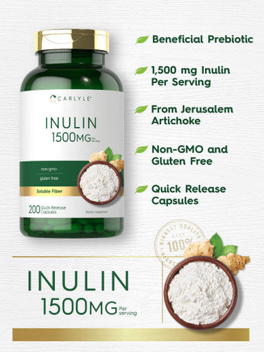 Carlyle Inulin Powder Capsules | 1500Mg | 200 Count | Non-Gmo And Gluten Free Supplement