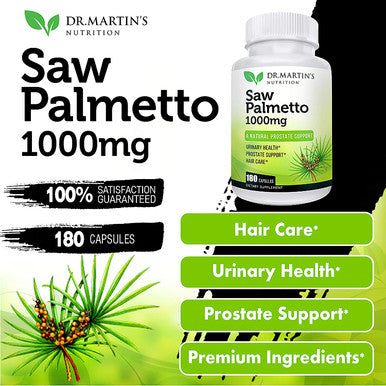 USA Grown Saw Palmetto | 180 Capsules Prostate Health Supplement | Hair Growth for Men & Women | Support to Help Maintain Normal Urination Frequency & Natural DHT Blocker to Help Prevent Hair Loss