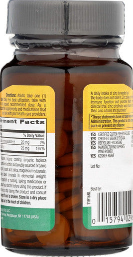 Country Life Zinc Picolinate 25 Mg - Superior Absorption Zinc Supplement For Immune Support, Prostate Health & Cellular Wellness - Certified Gluten-Free, Vegan & Halal, Non-Gmo - 100 Tablets