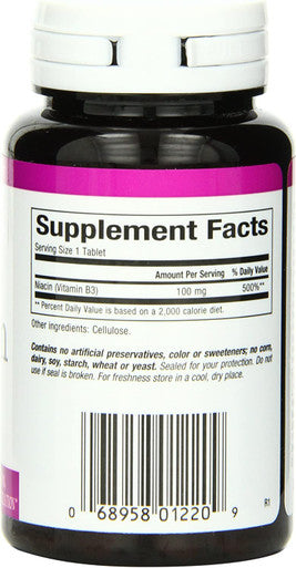 Natural Factors Vitamin B3 Niacin 100mg Tablets 90Count Pack of 2