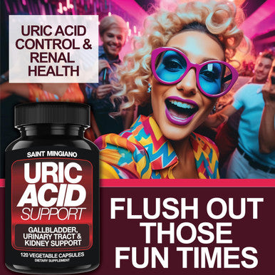Saint Mingiano Uric Acid Support -120 Capsules - Supports Kidney Cleanse Detox & Repair, Gallbladder & Urinary Tract Issues - Essential For Daily Detox & Joint Support - Featuring Cheery & Cranberry Extract