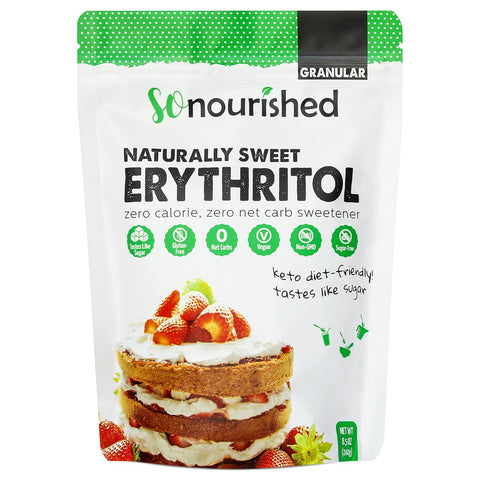 So Nourished Erythritol Sweetener Granular - Keto Sugar Substitute - 0 Calorie, 0 Net Carb, Non-GMO (5 lbs / 80 oz)