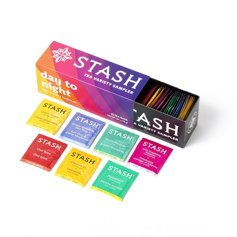 Stash Tea Relax and Unwind Tea Sampler - Assorted Specialty Tea Gift Set, Calming Herbal Teas to Support Relaxation, 7 Flavors, 35 Tea Bags