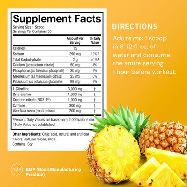Novex Biotech Pre-7 Pre-Workout Pineapple Flavor Super Preworkout Supplement 300 Mg Caffeine Replenish Electrolytes Amplify Vascular Pump* - 30 Servings
