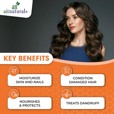 Aitnaturals Organic Sweet Almond Oil - 473ml | 100% Pure Cold-Pressed | Ideal for Hair Growth Nails Glowing Skin and Face | Vitamin E Carrier Oil for Moisturizing Facial Polish and Body Massages