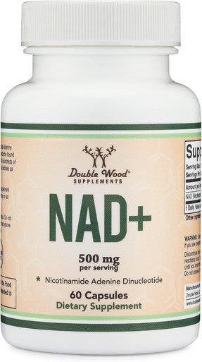 Double Wood Supplements NAD+ Anti Aging & Cell Regeneration | 500mg of 95% Pure NAD Plus Per Serving 60 Capsules