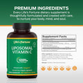 Life's Fortune Liposomal Vitamin C 2100 mg Fast Acting Absorption Higher Bioavailability Supporting Immune System High Antioxidant Supplement Formula Collagen Booster 180 Capsules