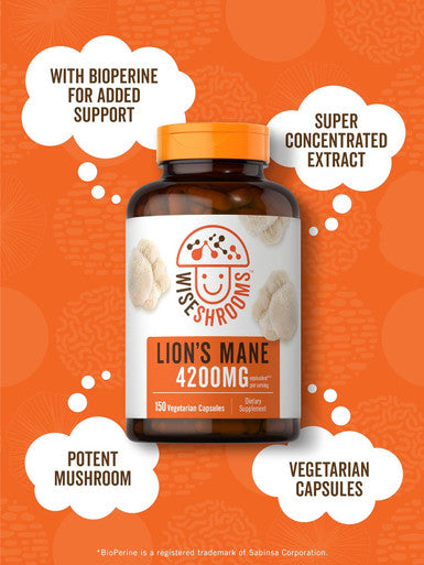 Carlyle Lions Mane Supplement Capsules 4200 mg | 150 Count | Vegetarian Non-GMO Gluten | Wiseshrooms
