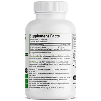 Bronson St. John'S Wort 700 Mg Per Serving Hypericum Perforatum Supports A Positive Mood - Non-Gmo, 180 Vegetarian Capsules