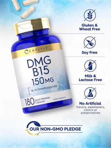 Carlyle Dmg Supplement | B15 | 150 Mg 180 Capsules | N-Dimethylglycine | Vegetarian, Non-Gmo, Gluten Free