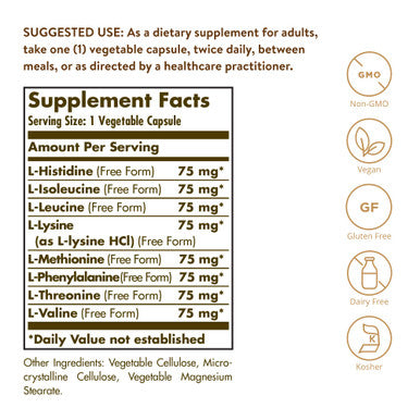 Solgar Essential Amino Complex 90 Vegetable Capsules - Free Form Essential Amino Acids - Non-Gmo Vegan Gluten Free Dairy Free Kosher - 90 Servings