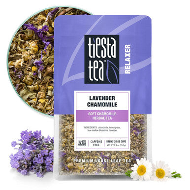 Tiesta Tea - Lavender Chamomile | Soft Chamomile Herbal Tea | Premium Loose Leaf Tea Blend | Non Caffeinated Herbal Tea | Make Hot or Iced Tea & Brews Up to 25 Cups - 0.9 Ounce Resealable Pouch