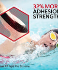 Curad Performance Series IRONMAN Maximum Grip Kinesiology Tape Sweat & Water Resistant Athletic Tape Cotton Elastic Compression Support for Joints & Muscles Black 2 x 10 inches 1 Roll (20 Strips)