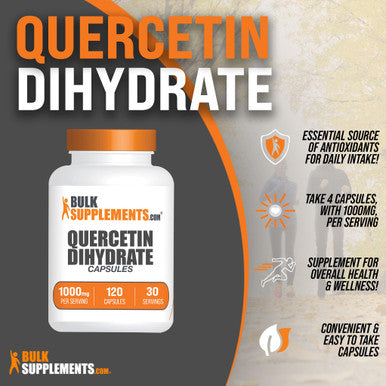 Bulksupplements.Com Quercetin Dihydrate Capsule - Quercetin Supplements, Quercetin 1000Mg, Quercetin Capsules - Antioxidants Supplement, 4 Capsules Per Serving, 120 Capsules