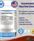 YUMMYVITE Maca Root Capsules - Concentrated 4:1 Extract (Equivalent To 1,600Mg Per Capsule) Lepidium Meyenii - 60 Capsules
