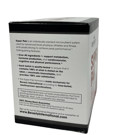 Beverly International Super Pak.30 Packs High-Potency Multivitamin Daily Pack for Energy Performance Immune System Health Custom formulated for Athletes Active Men and Women since 1970.