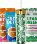 Skinny Boost Tea Kit-1 Daytime Tea (28 Bags) 1 Evening Detox Tea (14 Bags), Lean Greens Plus Superfood Powder, Palm Tumbler, Non GMO, Vegan, All Natural Detox and Cleanse