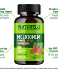 Naturelo Melatonin Gummies For Kids Non-Gmo Gluten-Free Soy Free - Strawberry Flavor - Gentle Sleep Supplement 60 Vegetarian Gummies