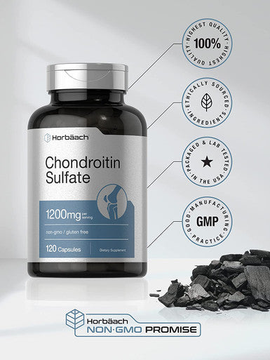 Horbaach Chondroitin Sulfate 1200mg 120 Capsules Non GMO and Gluten Free Supplement