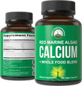 Plant Based Calcium - Red Marine Algae Calcium Supplement With Vitamin C, D3, K, Magnesium, And Whole Food Vegetable Blend. Vegan Capsules For Bones And Joints. 120 Calcium Pills, Tablets