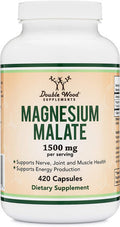 Magnesium Malate Capsules 420 Count 1500mg Per Serving Magnesium Bonded to Malic Acid Third Party Tested Vegan Friendly Gluten Manufactured in The USA by Double Wood Supplements