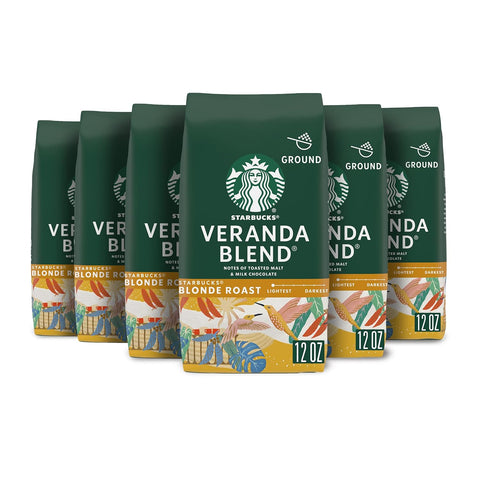 Starbucks Ground Coffee, Starbucks Blonde Roast Hot or Iced Coffee, Veranda Blend, 28 oz