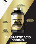 Carlyle D Aspartic Acid Capsules (Daa) | 3000Mg | 180 Count | Non-Gmo, Gluten Free Supplement | Advanced Athlete Formula