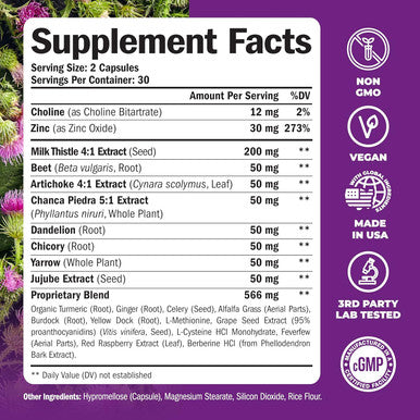 Liver Cleanse Detox & Repair Milk Thistle Supplement. Liver Support With Choline, Artichoke Extract, Chicory & Dandelion Root Supplement. Milk Thistle Liver Detox & Liver Cleanse. 60 Liver Health Caps