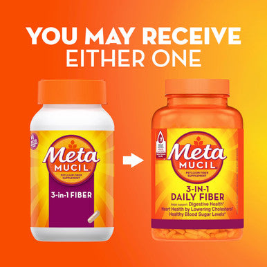 Metamucil, Daily Psyllium Husk Powder Supplement, 3-In-1 Fiber For Digestive Health, Plant Based Fiber, 300Ct Capsules